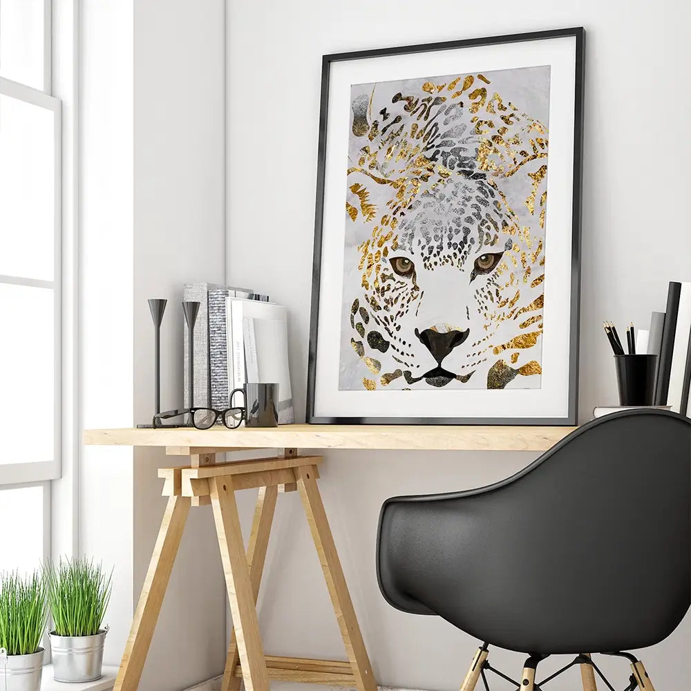 White Jaguar Framed Art Print White Jaguar Framed Art Print wall art product Sarah Manovski