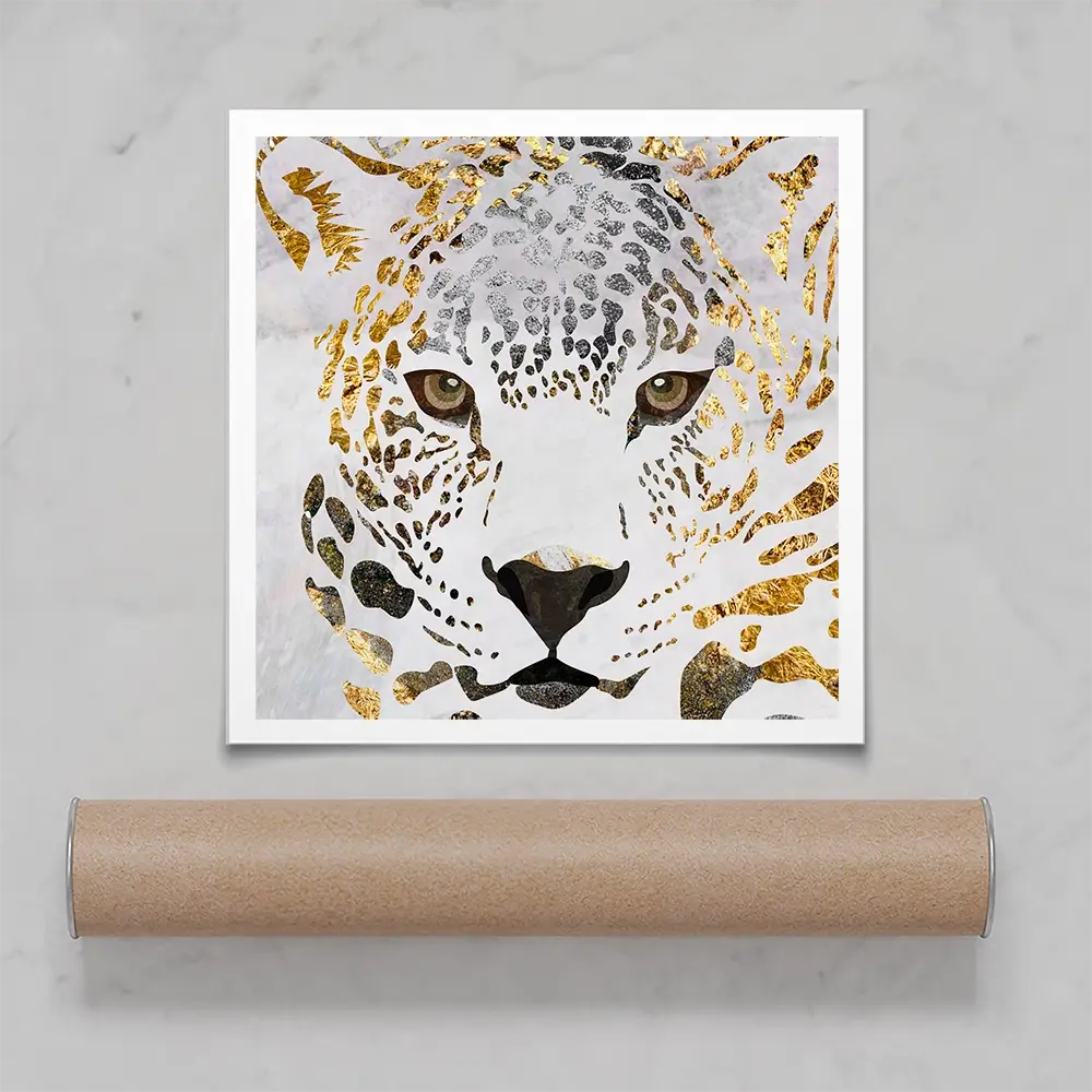 White Jaguar Square Art Print White Jaguar Square Art Print wall art product Art Print Shop