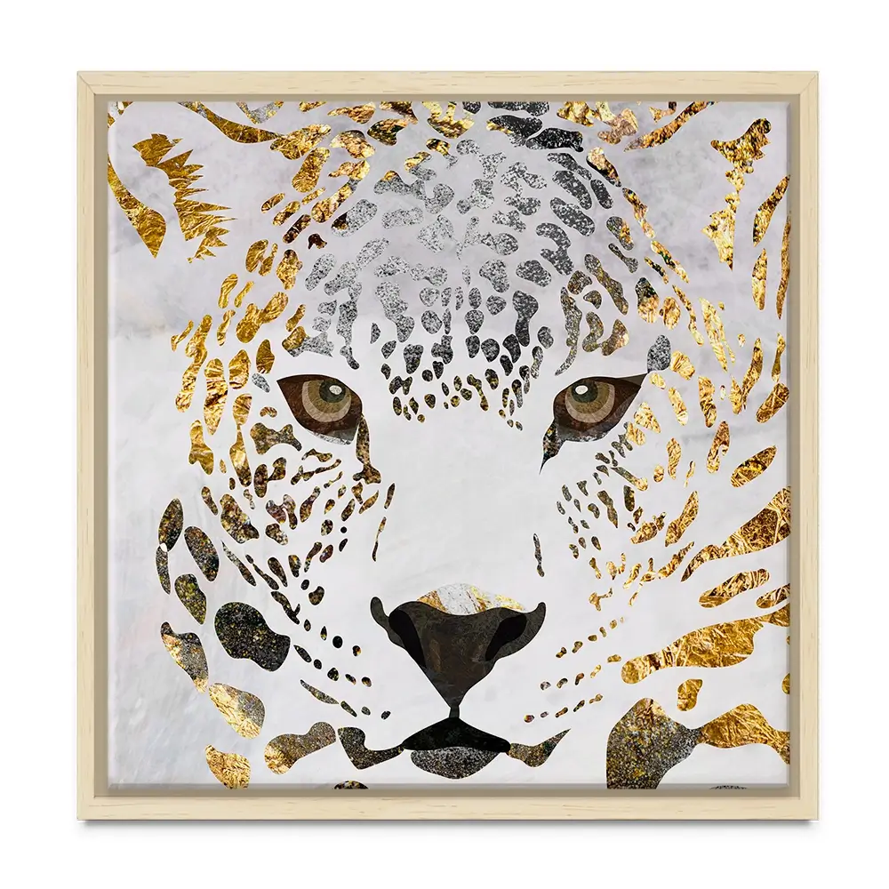 White Jaguar Square Canvas Print White Jaguar Square Canvas Print wall art product Art Print Shop