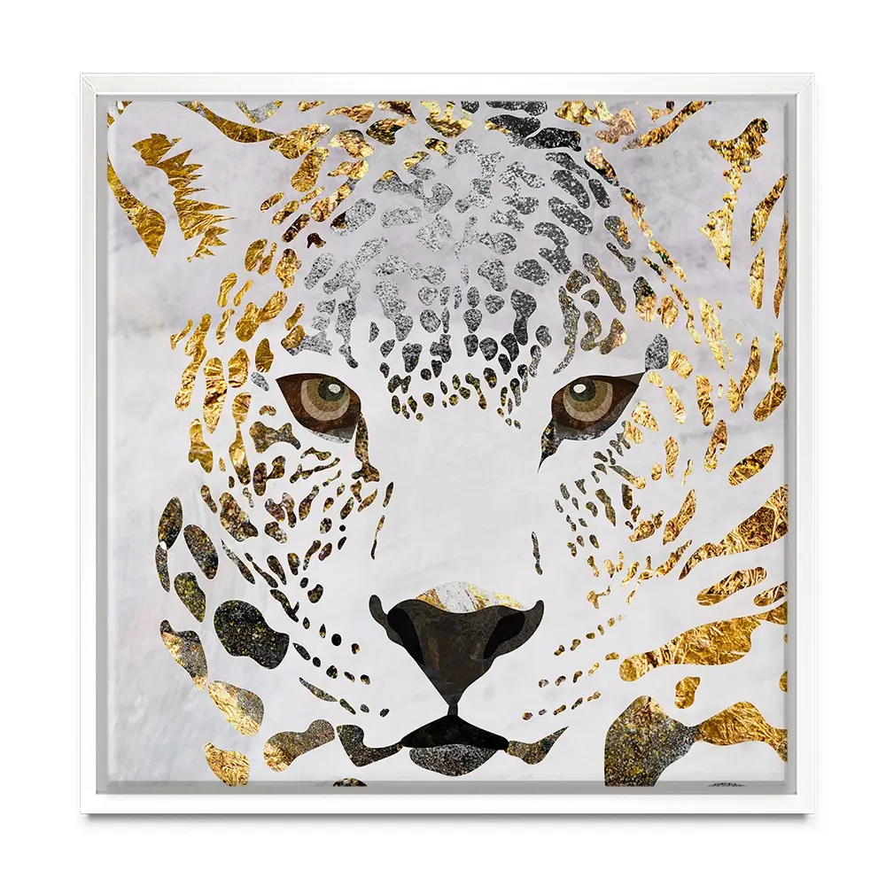 White Jaguar Square Canvas Print White Jaguar Square Canvas Print wall art product Art Print Shop