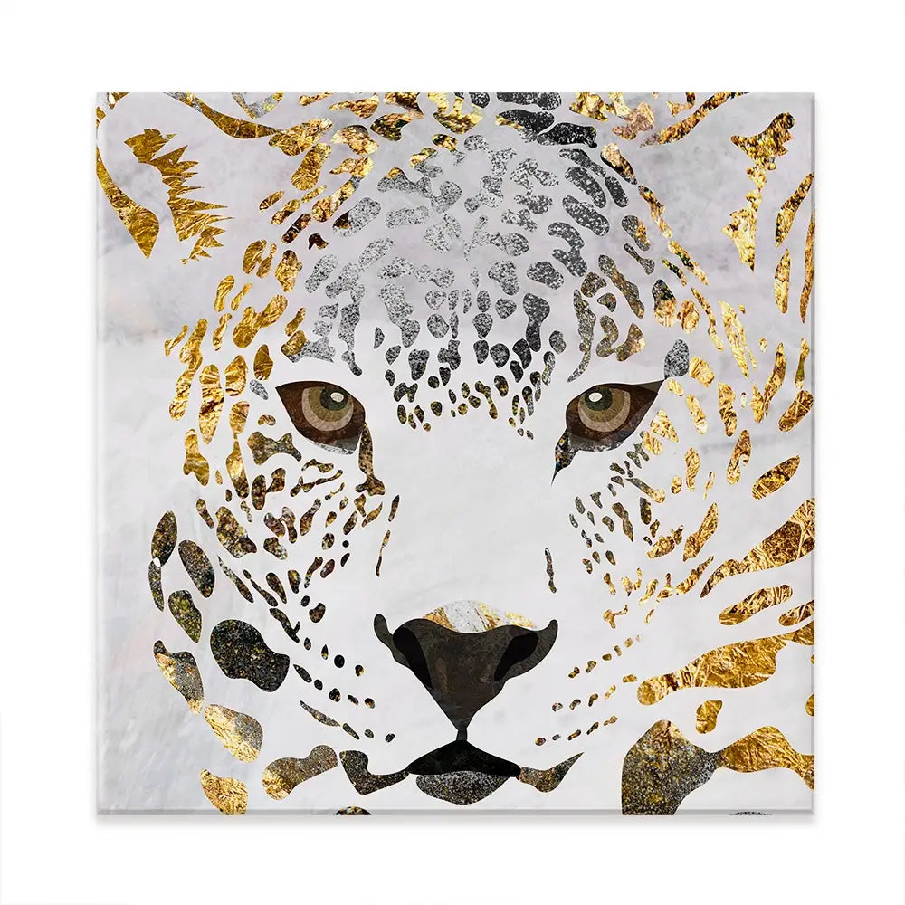 White Jaguar Square Canvas Print White Jaguar Square Canvas Print wall art product Art Print Shop