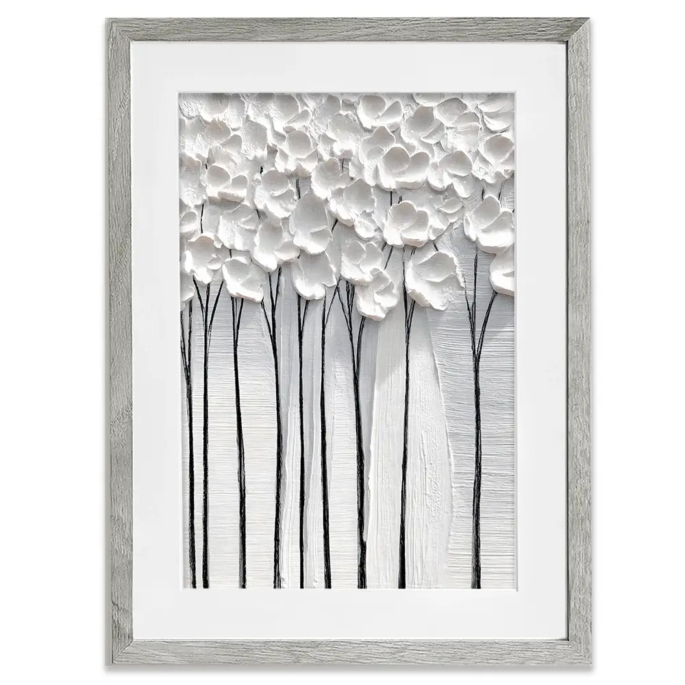 White Petals Framed Art Print White Petals Framed Art Print wall art product LSR Design Studio - Independent