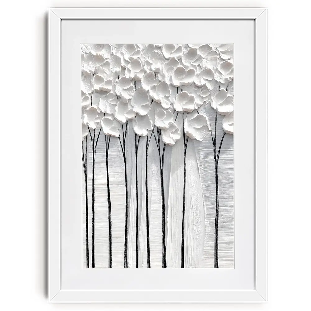 White Petals Framed Art Print White Petals Framed Art Print wall art product LSR Design Studio - Independent