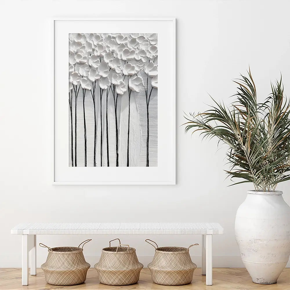 White Petals Framed Art Print White Petals Framed Art Print wall art product LSR Design Studio - Independent