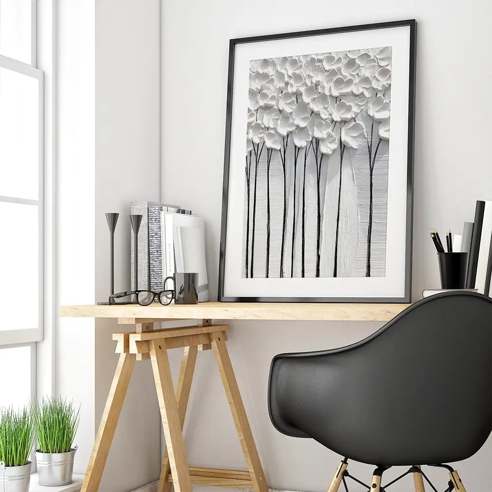 White Petals Framed Art Print White Petals Framed Art Print wall art product LSR Design Studio - Independent