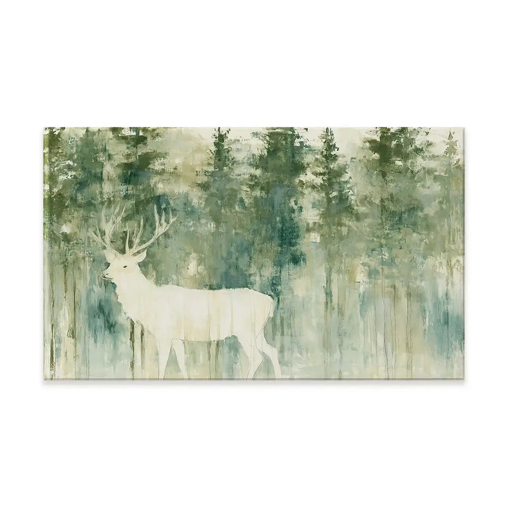White Stag In Forest Canvas Print White Stag In Forest Canvas Print wall art product Chromatic Storm Studio