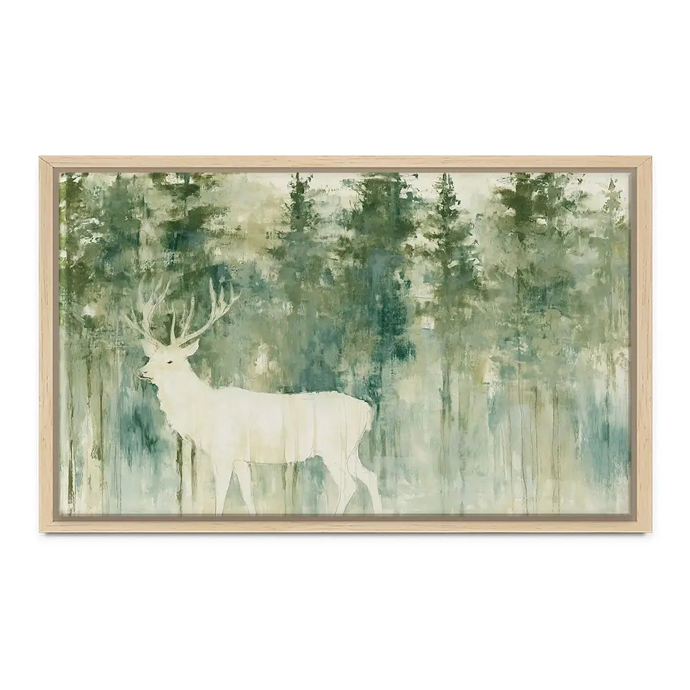 White Stag In Forest Canvas Print White Stag In Forest Canvas Print wall art product Chromatic Storm Studio