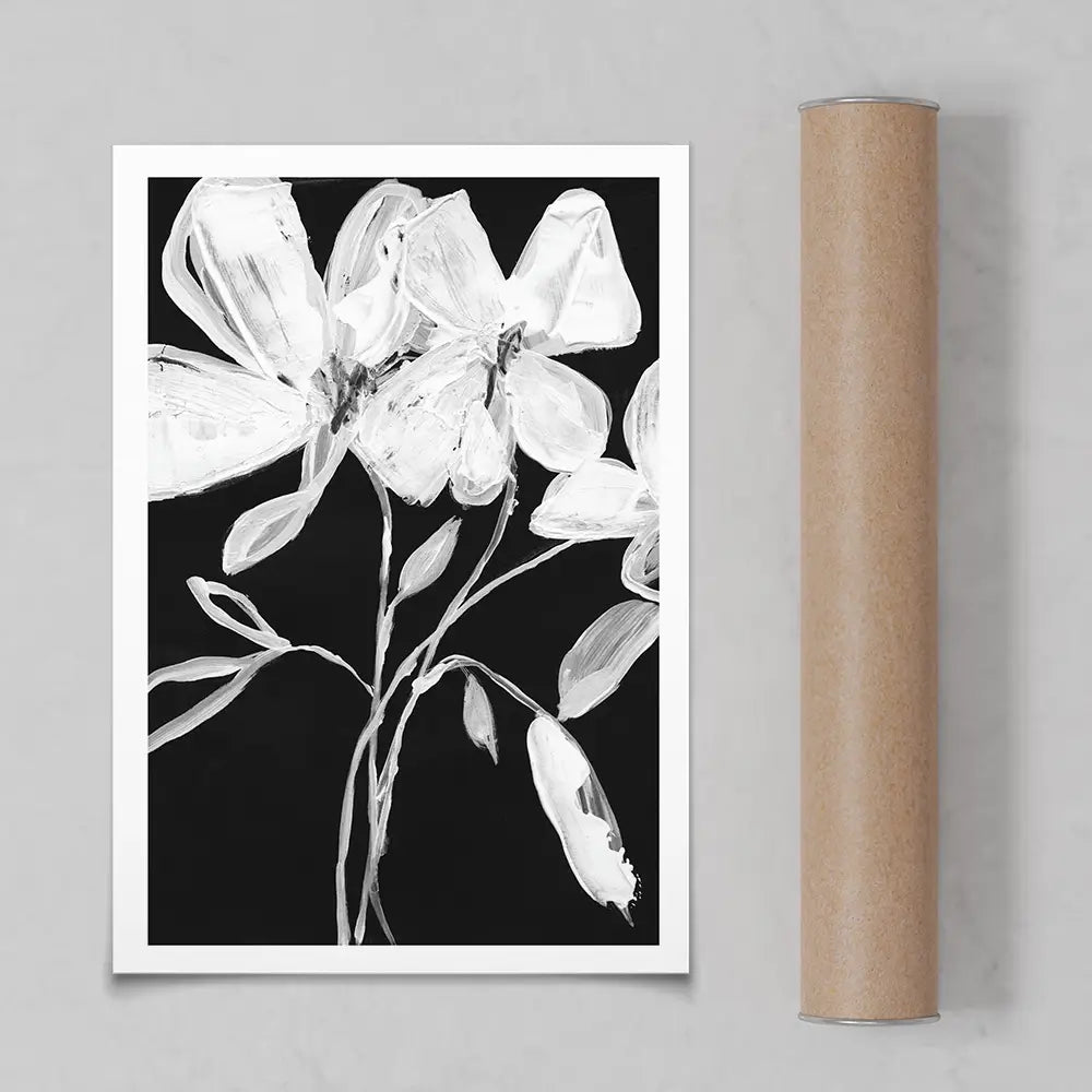 White Whimsical Flowers Art Print White Whimsical Flowers Art Print wall art product Jennifer Goldberger