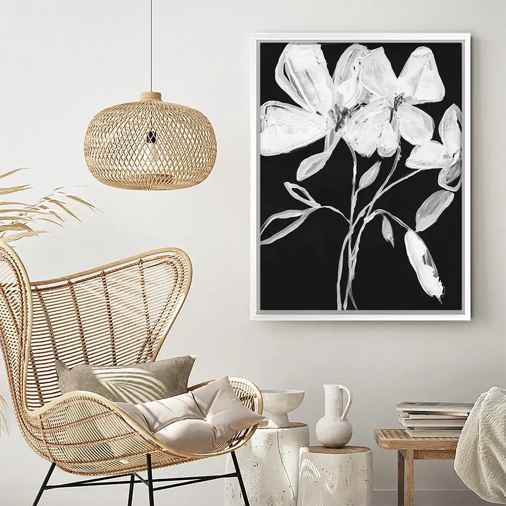 White Whimsical Flowers Canvas Print White Whimsical Flowers Canvas Print wall art product Jennifer Goldberger