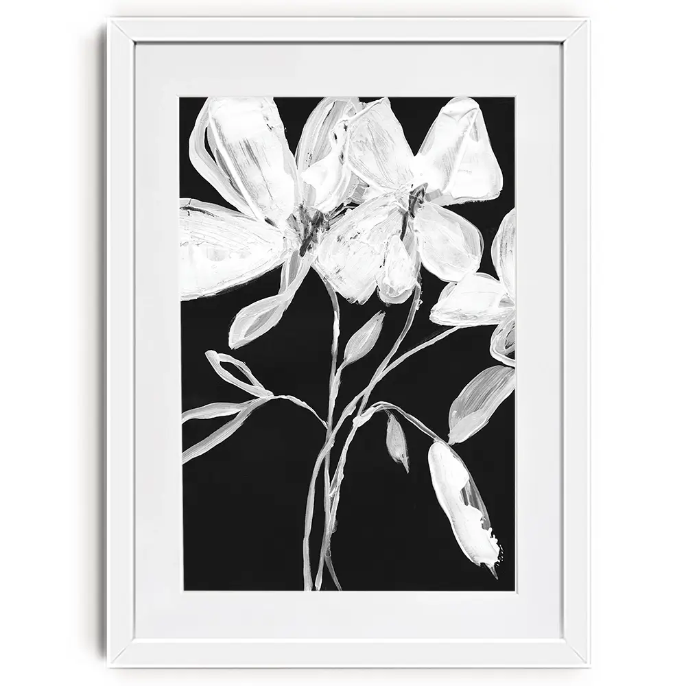 White Whimsical Flowers Framed Art Print White Whimsical Flowers Framed Art Print wall art product Jennifer Goldberger