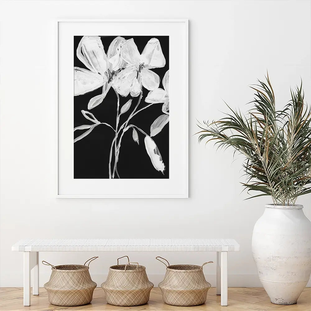 White Whimsical Flowers Framed Art Print White Whimsical Flowers Framed Art Print wall art product Jennifer Goldberger