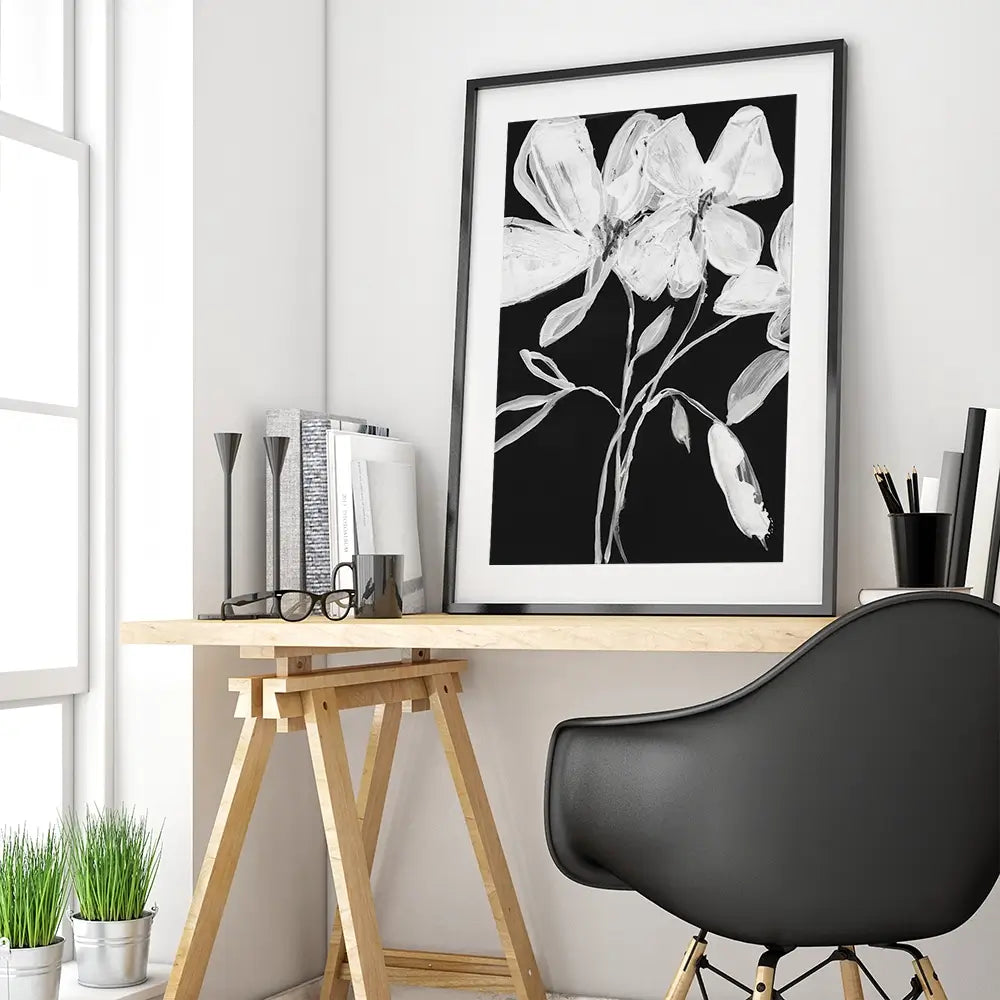 White Whimsical Flowers Framed Art Print White Whimsical Flowers Framed Art Print wall art product Jennifer Goldberger