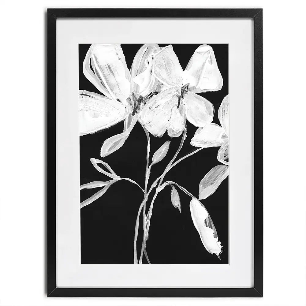 White Whimsical Flowers Framed Art Print White Whimsical Flowers Framed Art Print wall art product Jennifer Goldberger