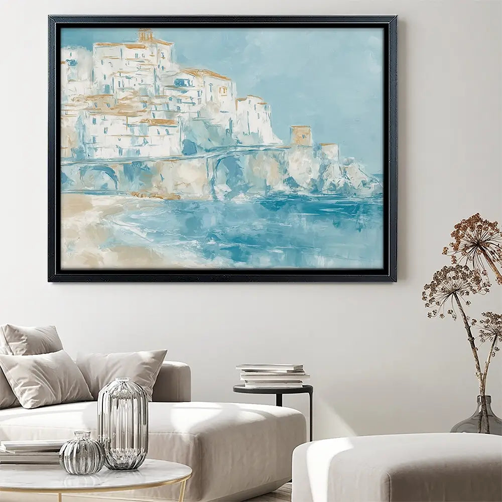 Whitewashed Town Above Tide Canvas Print Whitewashed Town Above Tide Canvas Print wall art product Chromatic Storm Studio