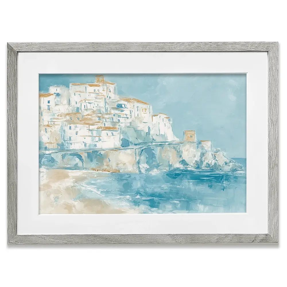 Whitewashed Town Above Tide Framed Art Print Whitewashed Town Above Tide Framed Art Print wall art product Chromatic Storm Studio