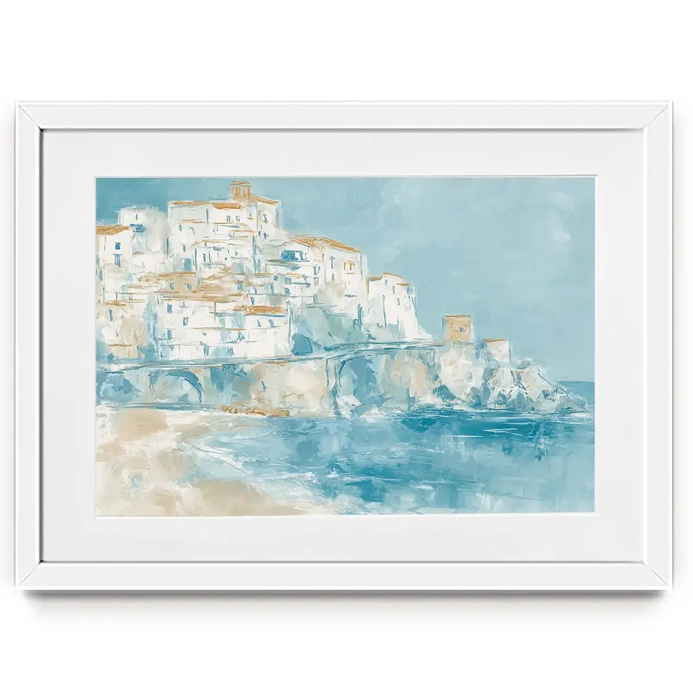 Whitewashed Town Above Tide Framed Art Print Whitewashed Town Above Tide Framed Art Print wall art product Chromatic Storm Studio