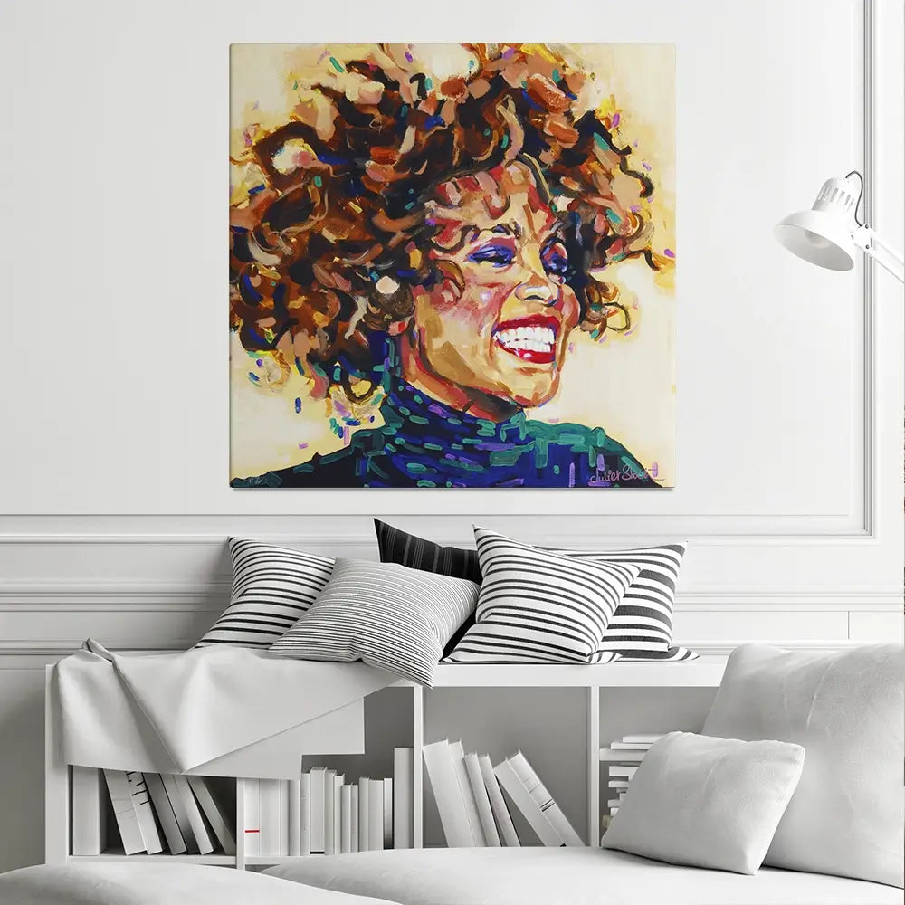 Whitney Houston I Wanna Dance Square Canvas Print Whitney Houston I Wanna Dance Square Canvas Print wall art product Juliet Stockton