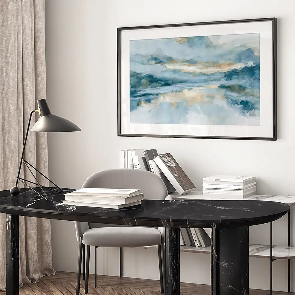 Wide Abstract Sea Horizon Framed Art Print Wide Abstract Sea Horizon Framed Art Print wall art product Chromatic Storm Studio