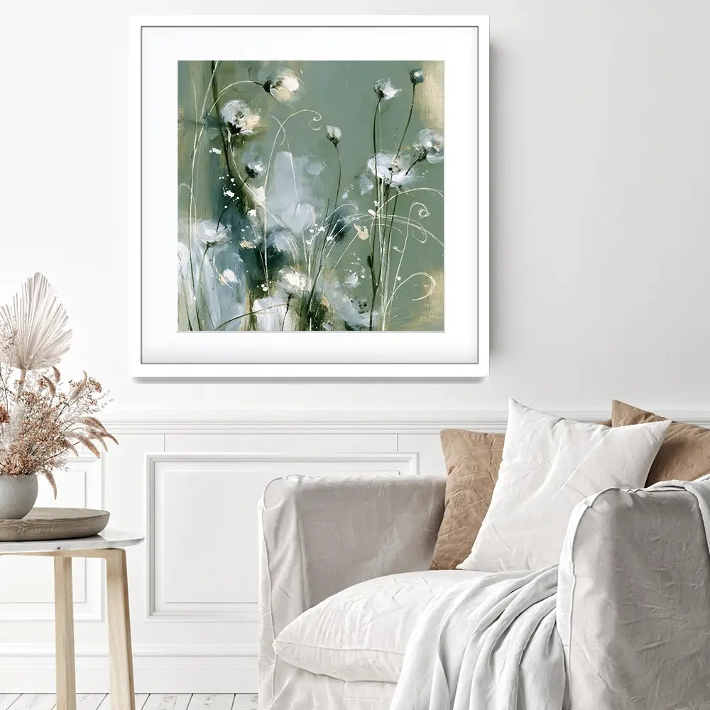 Wild Anemone Stems Square Framed Art Print Wild Anemone Stems Square Framed Art Print wall art product Chromatic Storm Studio