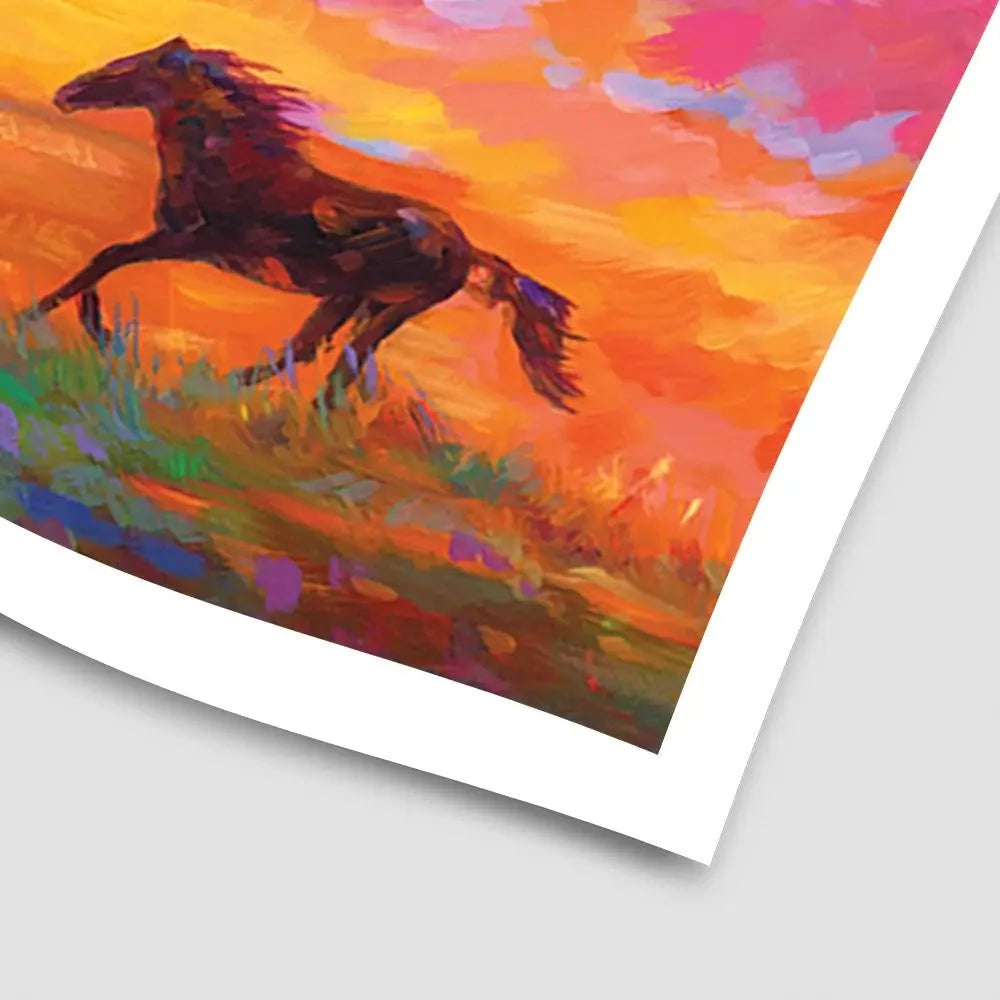 Wild Horses Running At Sunset Art Print Wild Horses Running At Sunset Art Print wall art product Leon Devenice
