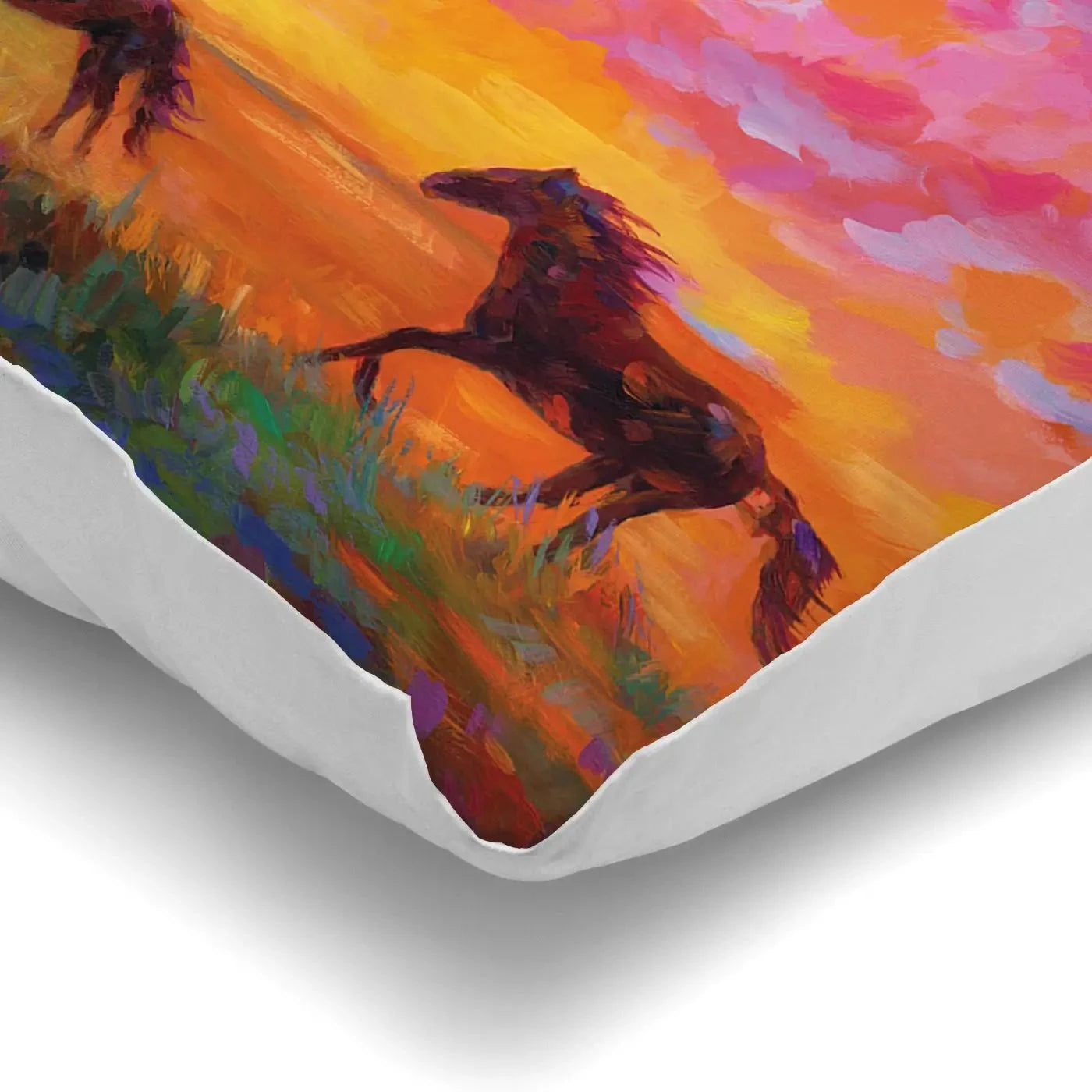 Wild Horses Running At Sunset Cushion Wild Horses Running At Sunset Cushion wall art product Leon Devenice