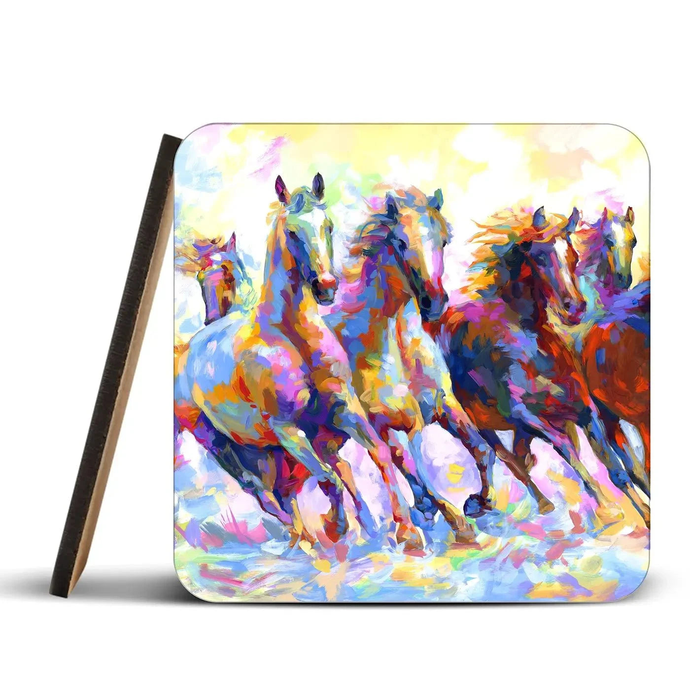Wild Horses Running Coaster Set Rainbow Soul Tree Coaster Set | Rainbow Soul Tree Art Coasters wall art product Leon Devenice