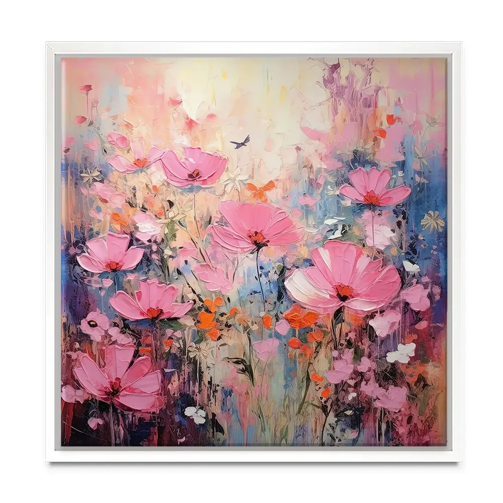 Wild Pink Meadow Square Canvas Print Wild Pink Meadow Square Canvas Print wall art product David Alexander Elder