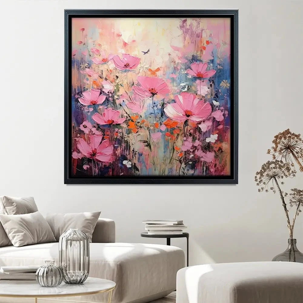 Wild Pink Meadow Square Canvas Print Wild Pink Meadow Square Canvas Print wall art product David Alexander Elder