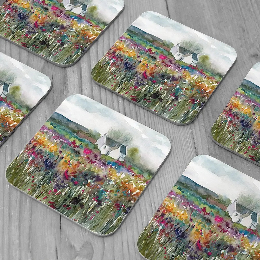 Wildflower Cottage Coaster Set Wildflower Cottage Coaster Set wall art product Carol Robinson