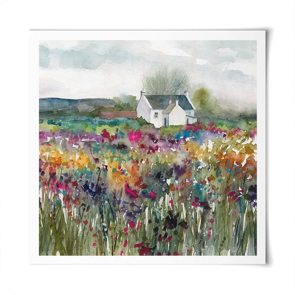 Wildflower Cottage Square Art Print Wildflower Cottage Square Art Print wall art product Carol Robinson