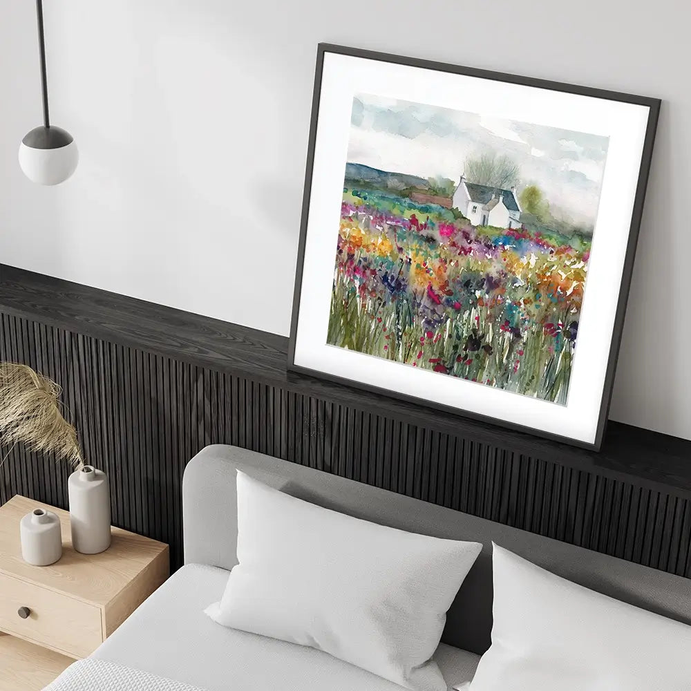 Wildflower Cottage Square Framed Art Print Wildflower Cottage Square Framed Art Print wall art product Carol Robinson