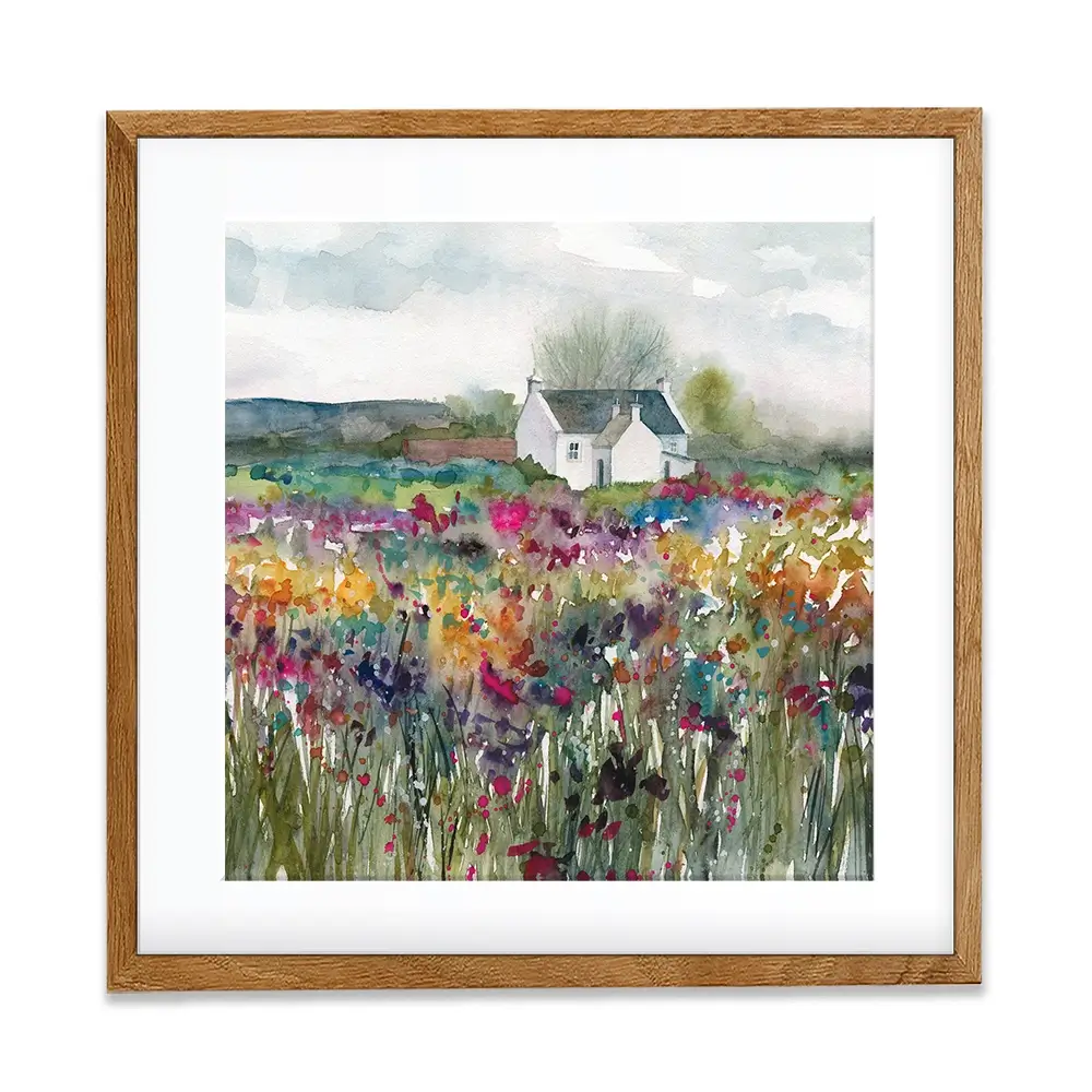Wildflower Cottage Square Framed Art Print Wildflower Cottage Square Framed Art Print wall art product Carol Robinson
