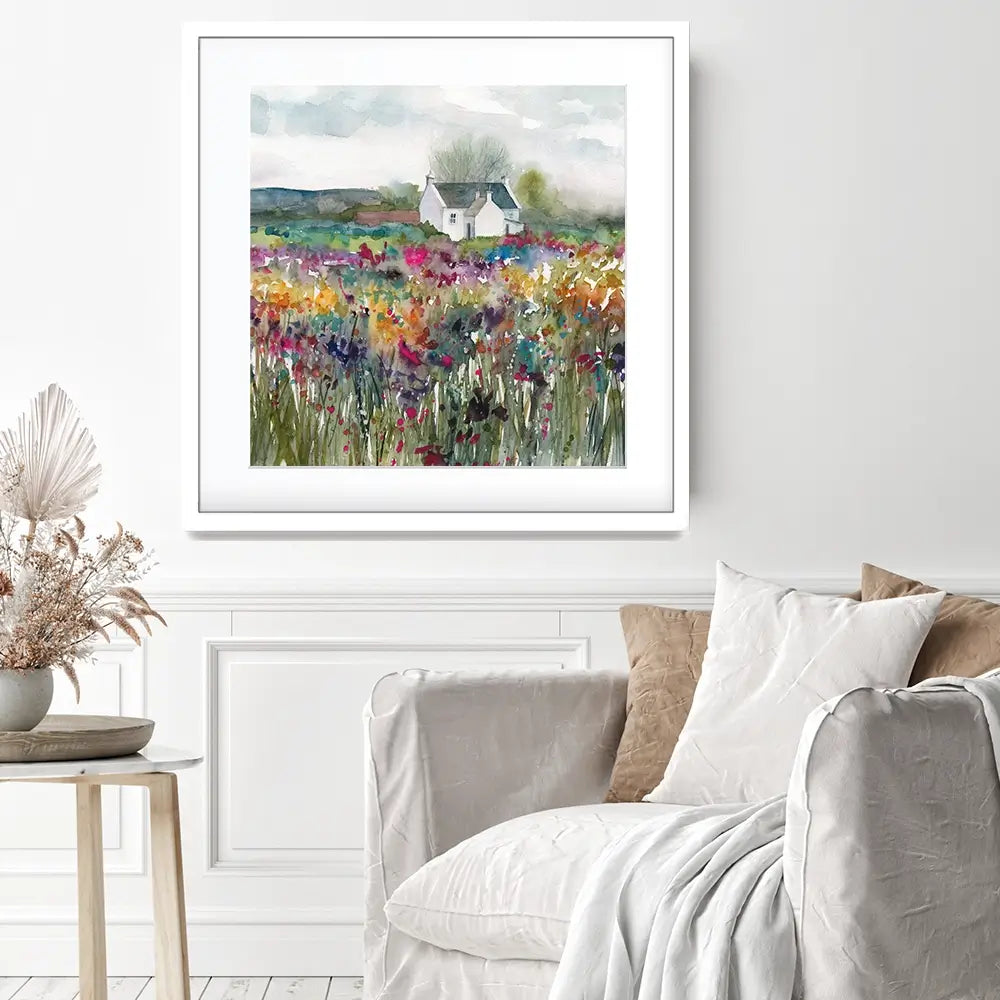 Wildflower Cottage Square Framed Art Print Wildflower Cottage Square Framed Art Print wall art product Carol Robinson