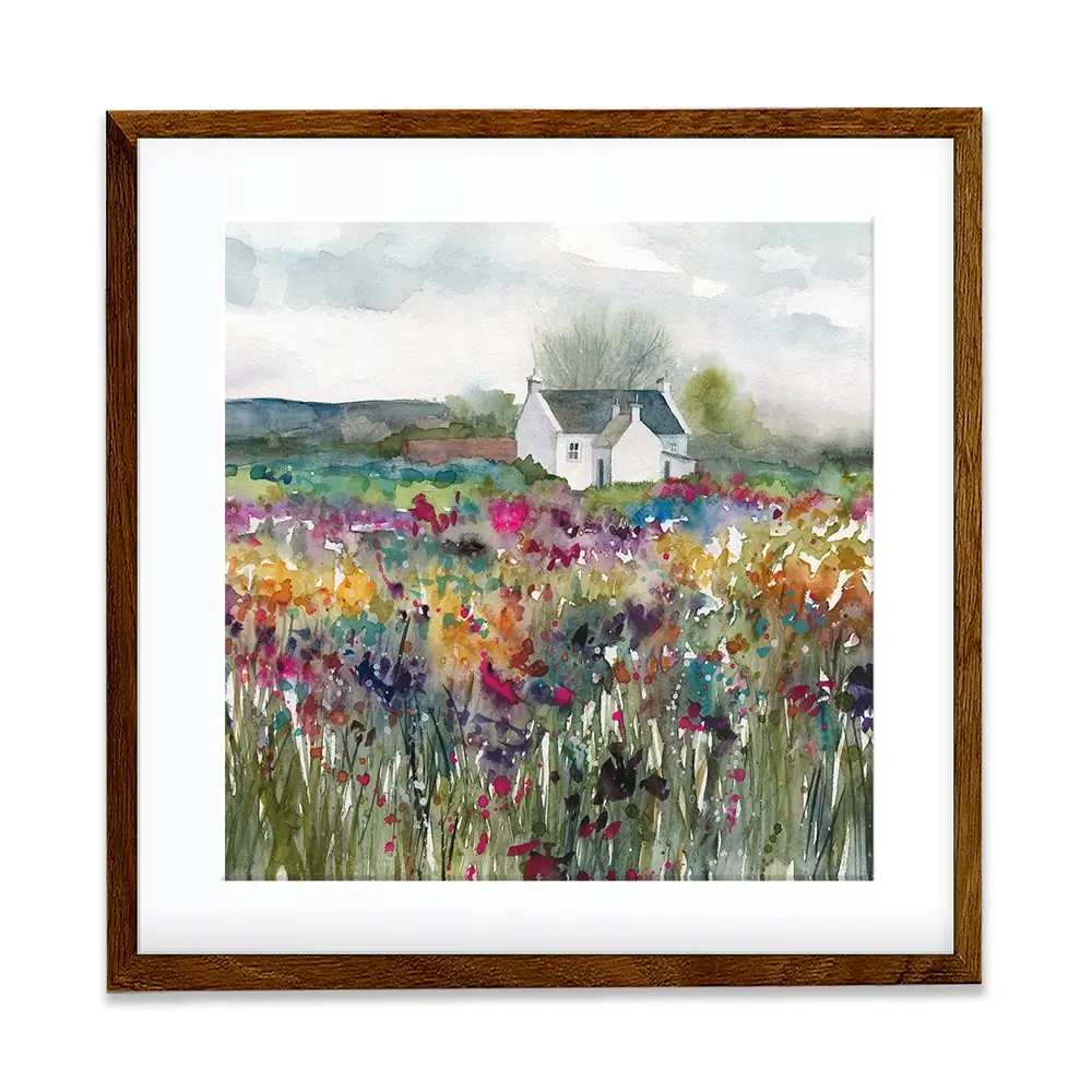 Wildflower Cottage Square Framed Art Print Wildflower Cottage Square Framed Art Print wall art product Carol Robinson