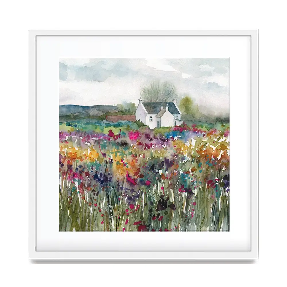 Wildflower Cottage Square Framed Art Print Wildflower Cottage Square Framed Art Print wall art product Carol Robinson