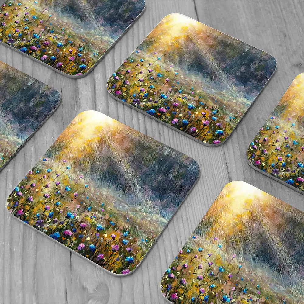 Wildflower Field At Sunrise Coaster Set Rainbow Soul Tree Coaster Set | Rainbow Soul Tree Art Coasters wall art product Valery Rybakow / Shutterstock