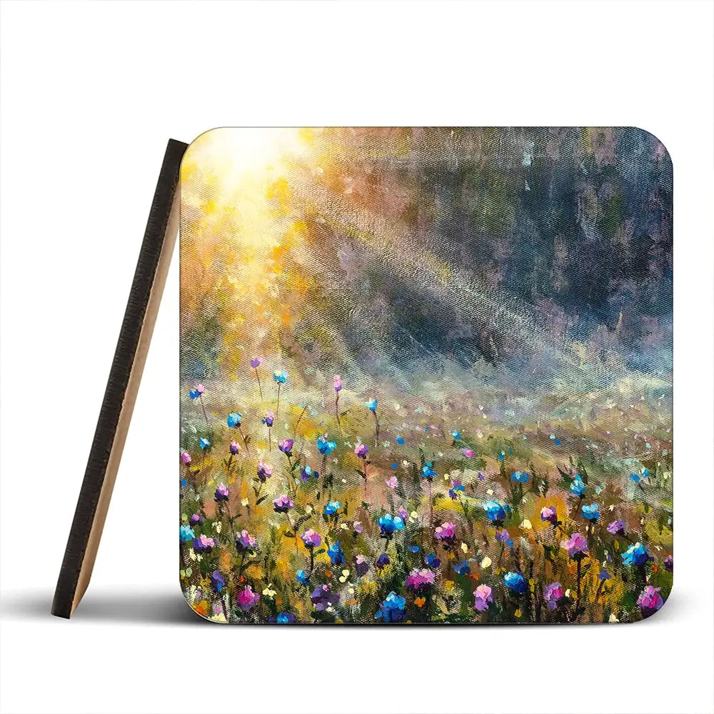 Wildflower Field At Sunrise Coaster Set Rainbow Soul Tree Coaster Set | Rainbow Soul Tree Art Coasters wall art product Valery Rybakow / Shutterstock