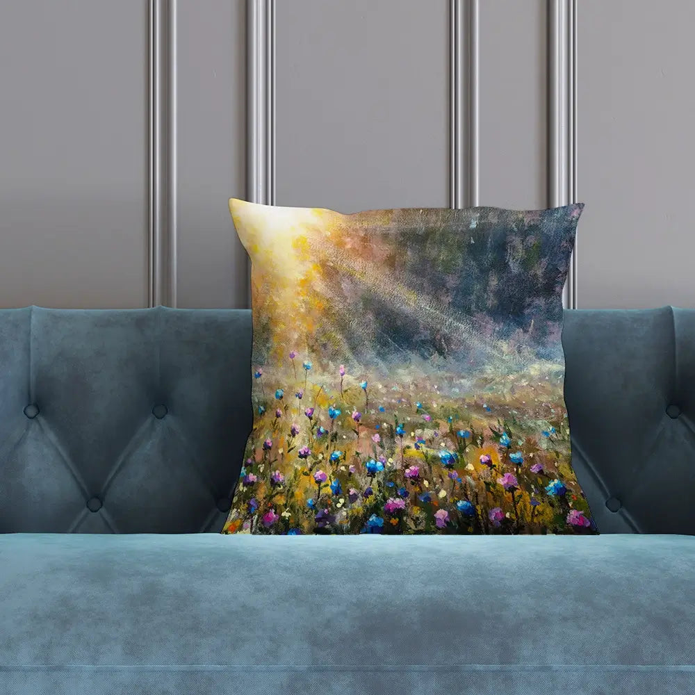 Wildflower Field At Sunrise Cushion Wildflower Field At Sunrise Cushion wall art product Valery Rybakow / Shutterstock