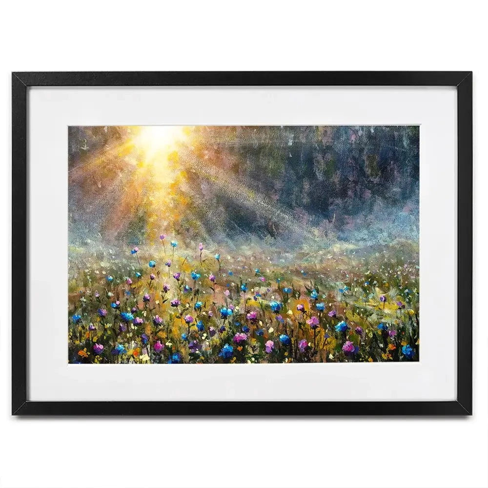 Wildflower Field At Sunrise Framed Art Print Wildflower Field At Sunrise Framed Art Print wall art product Valery Rybakow / Shutterstock