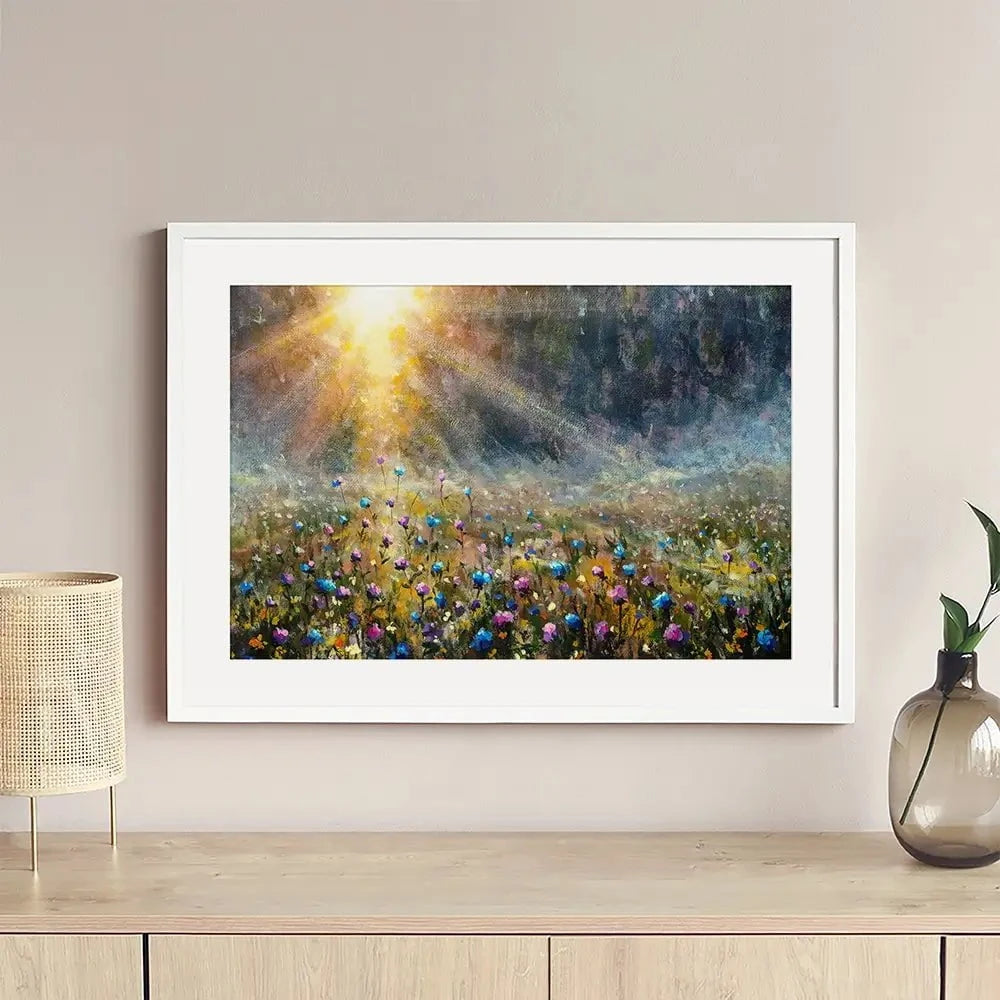 Wildflower Field At Sunrise Framed Art Print Wildflower Field At Sunrise Framed Art Print wall art product Valery Rybakow / Shutterstock