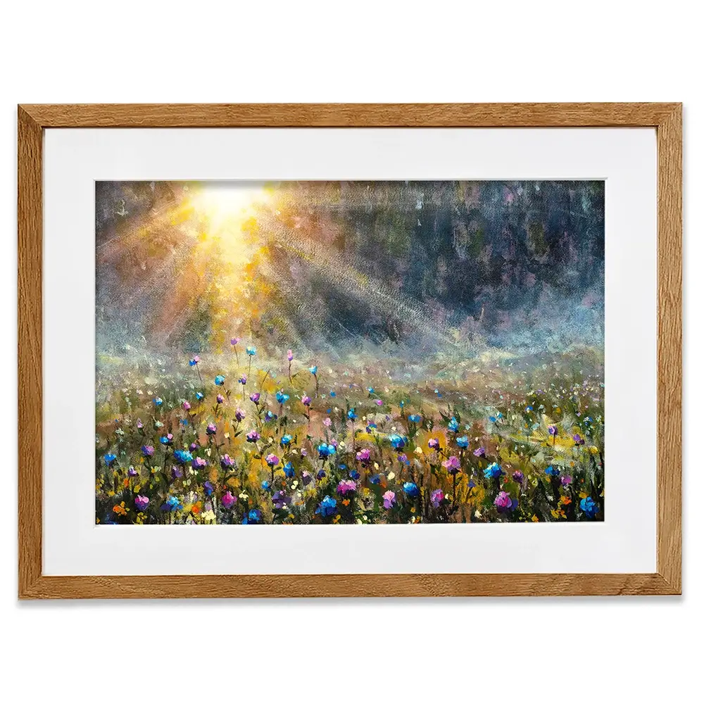 Wildflower Field At Sunrise Framed Art Print Wildflower Field At Sunrise Framed Art Print wall art product Valery Rybakow / Shutterstock