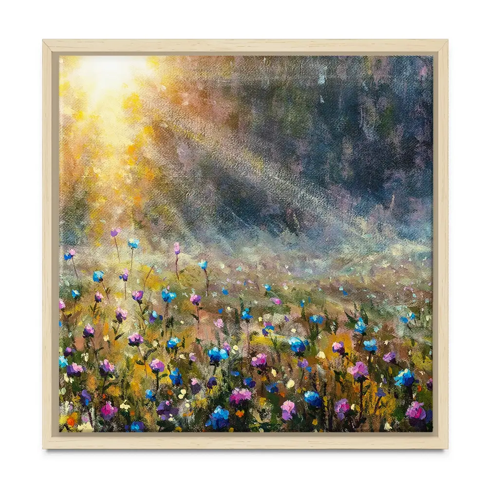 Wildflower Field At Sunrise Square Canvas Print Wildflower Field At Sunrise Square Canvas Print wall art product Valery Rybakow / Shutterstock