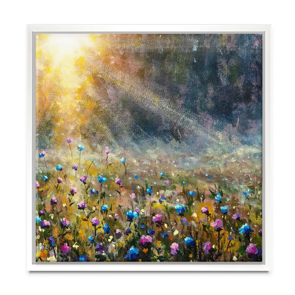 Wildflower Field At Sunrise Square Canvas Print Wildflower Field At Sunrise Square Canvas Print wall art product Valery Rybakow / Shutterstock