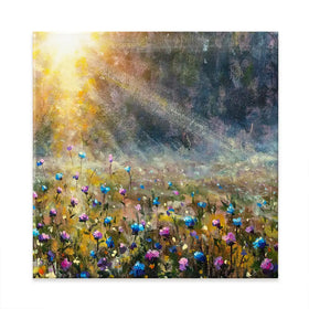 Wildflower Field At Sunrise Square Canvas Print Wildflower Field At Sunrise Square Canvas Print wall art product Valery Rybakow / Shutterstock
