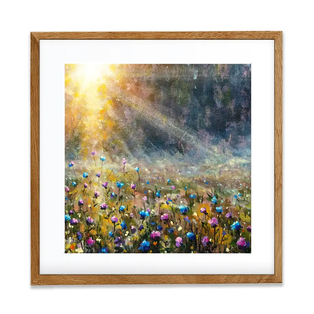 Wildflower Field At Sunrise Square Framed Art Print Wildflower Field At Sunrise Square Framed Art Print wall art product Valery Rybakow / Shutterstock