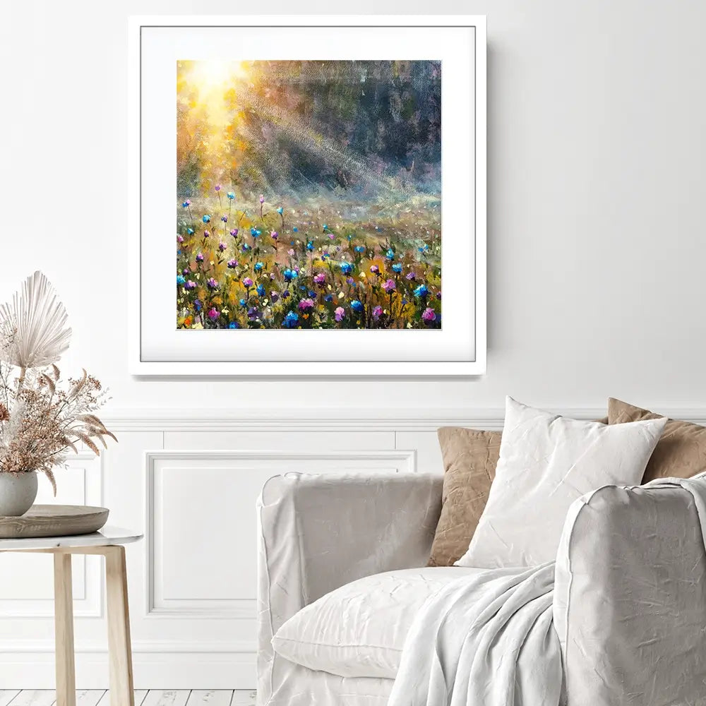 Wildflower Field At Sunrise Square Framed Art Print Wildflower Field At Sunrise Square Framed Art Print wall art product Valery Rybakow / Shutterstock