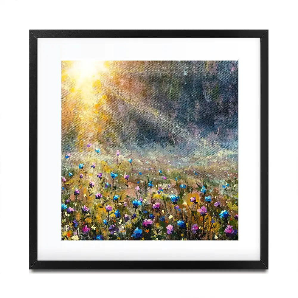 Wildflower Field At Sunrise Square Framed Art Print Wildflower Field At Sunrise Square Framed Art Print wall art product Valery Rybakow / Shutterstock