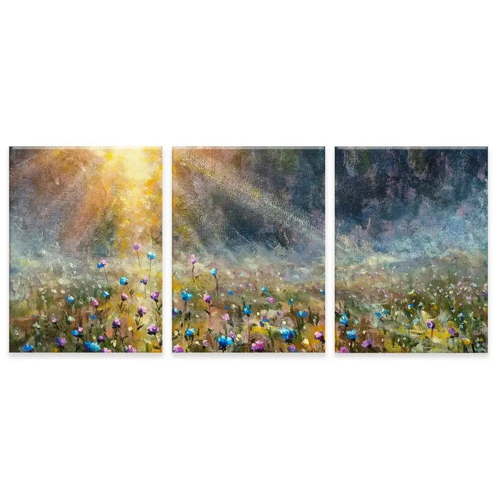 Wildflower Field At Sunrise Trio Canvas Print Wildflower Field At Sunrise Trio Canvas Print wall art product Valery Rybakow / Shutterstock