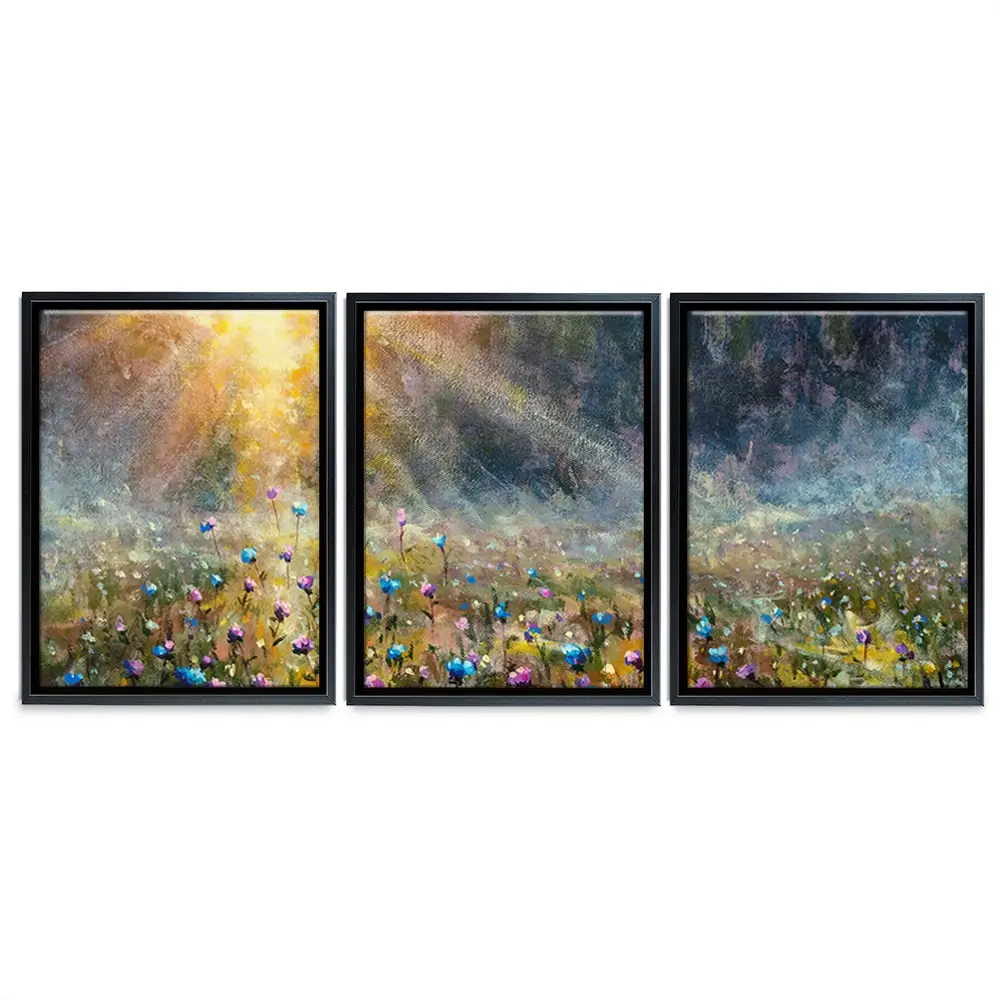 Wildflower Field At Sunrise Trio Canvas Print Wildflower Field At Sunrise Trio Canvas Print wall art product Valery Rybakow / Shutterstock