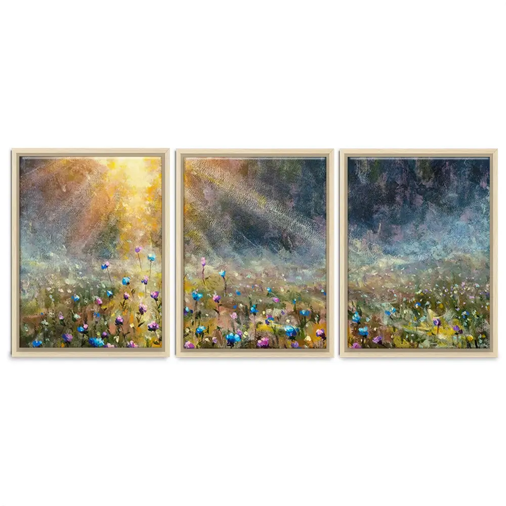 Wildflower Field At Sunrise Trio Canvas Print Wildflower Field At Sunrise Trio Canvas Print wall art product Valery Rybakow / Shutterstock